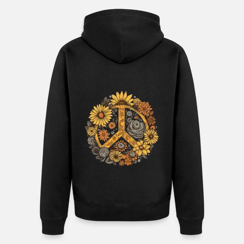 Kostüm Hippie Peace Zeichen - Unisex Premium Bio Zip Hoodie - Schwarz