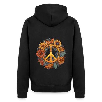 Costume Hippie Signe de la Paix - Veste à capuche bio Premium Unisexe - noir - Dos - Nico (187cm)