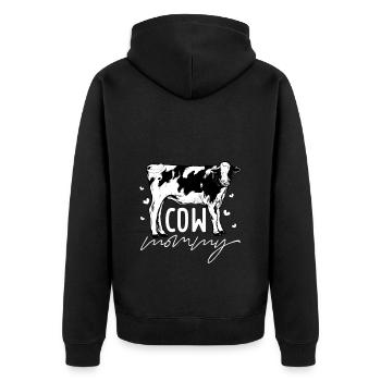 Cow owner - cow mom - Unisex Premium Organic Zip Hoodie - black - Back - Nico (187cm)