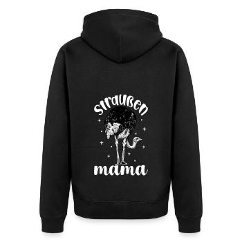Straußenliebhaber - Straußen Mama - Unisex Premium Bio Zip Hoodie - Schwarz - Hinten - Nico (187cm)