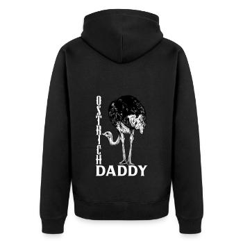 Straußenbesitzer - Straußen Papa - Unisex Premium Bio Zip Hoodie - Schwarz - Hinten - Nico (187cm)