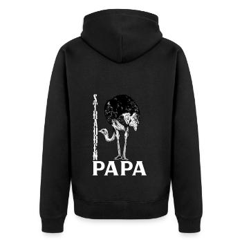 Straußenliebhaber - Straußen Papa - Unisex Premium Bio Zip Hoodie - Schwarz - Hinten - Nico (187cm)