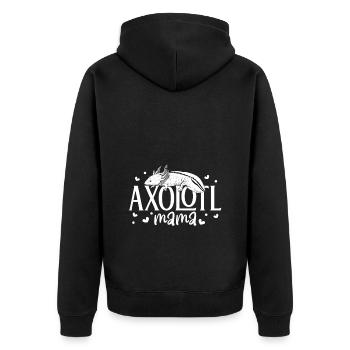 Axolotlliebhaber - Axolotl Mama - Unisex Premium Bio Zip Hoodie - Schwarz - Hinten - Nico (187cm)