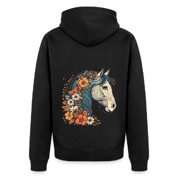 Cavalier Cheval Portrait Western Cowboy - Veste à capuche bio Premium Unisexe - noir - Dos - Nico (187cm)