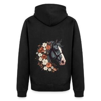 Cavalier Cheval Portrait Western Cowboy - Veste à capuche bio Premium Unisexe - noir - Dos - Nico (187cm)