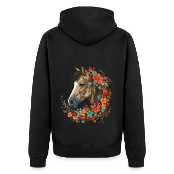 Cavalier Cheval Portrait Western Cowboy - Veste à capuche bio Premium Unisexe - noir - Dos - Nico (187cm)