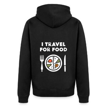 Je voyage pour Food Blogger - Veste à capuche bio Premium Unisexe - noir - Dos - Nico (187cm)