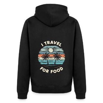 Je voyage pour Food Blogger - Veste à capuche bio Premium Unisexe - noir - Dos - Nico (187cm)