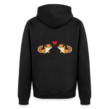 Gecko Comic Couple Amour - Veste à capuche bio Premium Unisexe - noir - Dos - Nico (187cm)