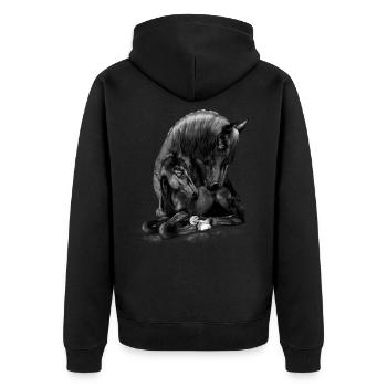 Amateurs de chevaux. Jument avec son poulaille - Veste à capuche bio Premium Unisexe - noir - Dos - Nico (187cm)