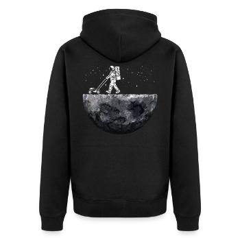 Space Astronauts Mowing Lawn - Unisex Premium Organic Zip Hoodie - black - Back - Nico (187cm)