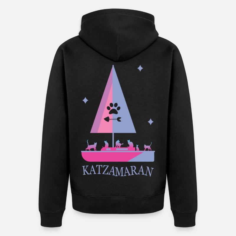 Katzamaran Boot - Unisex Premium Bio Zip Hoodie - Schwarz
