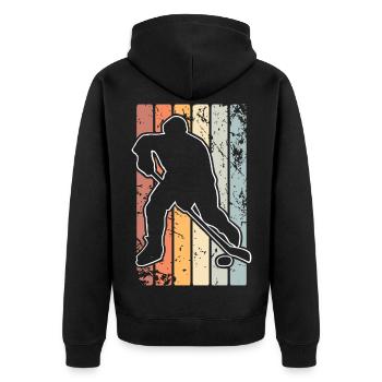 Eishockey - Unisex Premium Organic Zip Hoodie - black - Back - Nico (187cm)