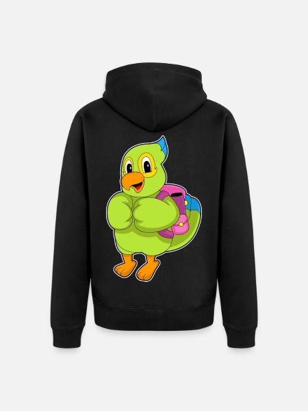 Parrot Student Backpack School - Unisex Premium Organic Zip Hoodie - black