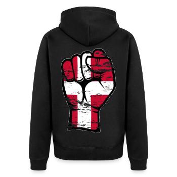 Danemark Drapeau Poing Main Utilisé Symbole - Veste à capuche bio Premium Unisexe - noir - Dos - Nico (187cm)