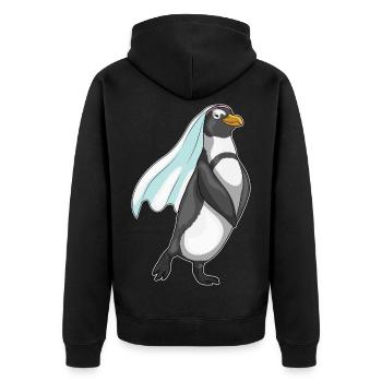 Pinguin Braut Schleier Hochzeit - Unisex Premium Bio Zip Hoodie - Schwarz - Hinten - Nico (187cm)