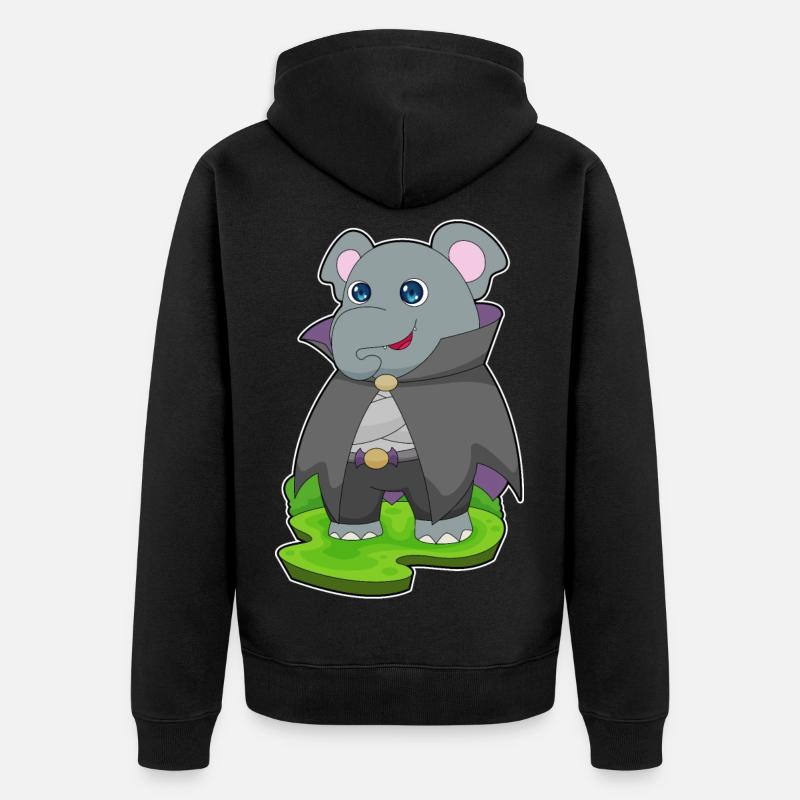 Éléphant Halloween Vampire - Veste à capuche bio Premium Unisexe - noir