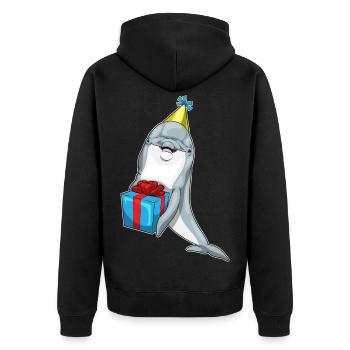 Forfait anniversaire dauphin - Veste à capuche bio Premium Unisexe - noir - Dos - Nico (187cm)