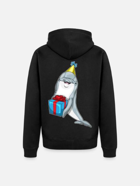Dolphin Birthday Package - Unisex Premium Organic Zip Hoodie - black
