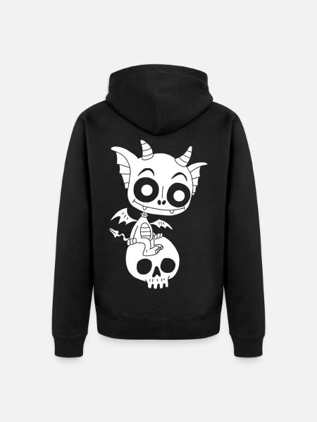 Little White Demon Rests - Unisex Premium Organic Zip Hoodie - black
