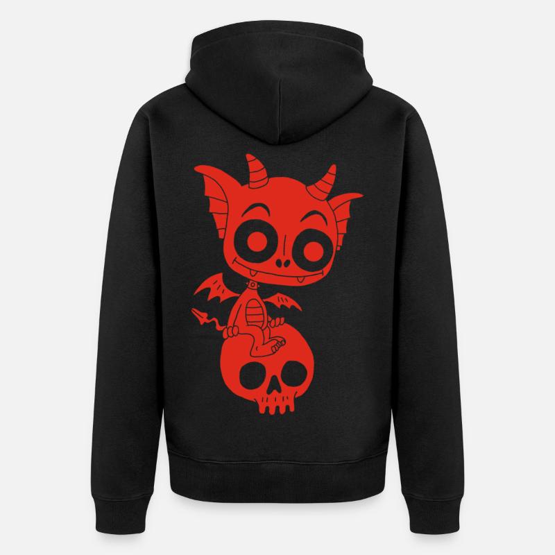 Petit démon rouge se repose - Veste à capuche bio Premium Unisexe - noir