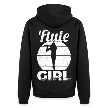 Flötenspielerin - Unisex Premium Bio Zip Hoodie - Schwarz - Hinten - Nico (187cm)