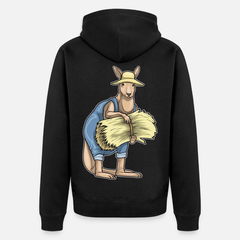 Paille Kangaroo Farmer - Veste à capuche bio Premium Unisexe - noir