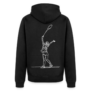Badmintonspielerin Skizze - Unisex Premium Bio Zip Hoodie - Schwarz - Hinten - Nico (187cm)