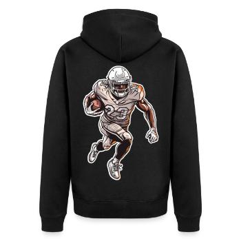 American Football Skizze - Unisex Premium Bio Zip Hoodie - Schwarz - Hinten - Nico (187cm)