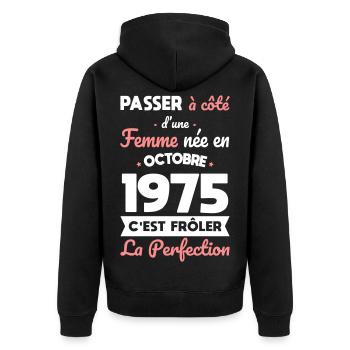 50th Anniversary - Born in October 1975 - Unisex Premium Organic Zip Hoodie - black - Back - Nico (187cm)