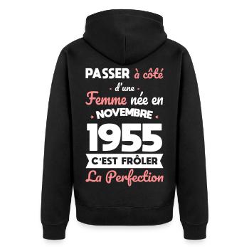 70th birthday - Born in November 1955 - Unisex Premium Organic Zip Hoodie - black - Back - Nico (187cm)