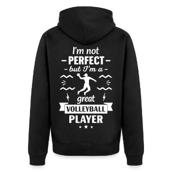 Super Volleyeur Sport Volley Volleyball - Unisex Premium Organic Zip Hoodie - black - Back - Nico (187cm)