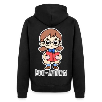 Le comptable drôle tient un livre et lit - Veste à capuche bio Premium Unisexe - noir - Dos - Nico (187cm)