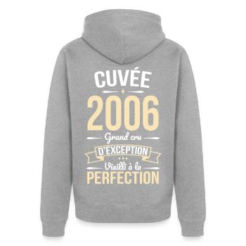 2006 – Aged to perfection - Unisex Premium Organic Zip Hoodie - heather grey - Back - Nico (187cm)