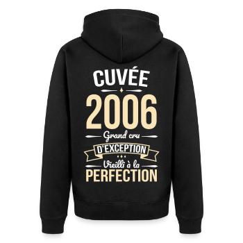 2006 – Aged to perfection - Unisex Premium Organic Zip Hoodie - black - Back - Nico (187cm)