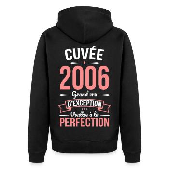 2006 – Aged to perfection - Unisex Premium Organic Zip Hoodie - black - Back - Nico (187cm)