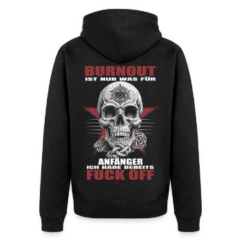Burnout is for beginners - Unisex Premium Organic Zip Hoodie - black - Back - Nico (187cm)