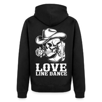 Cowboy Schädel Liebe Line Dance - Unisex Premium Bio Zip Hoodie - Schwarz - Hinten - Nico (187cm)