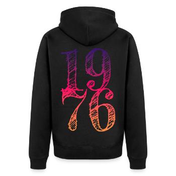 Millésime 1976 - Veste à capuche bio Premium Unisexe - noir - Dos - Nico (187cm)