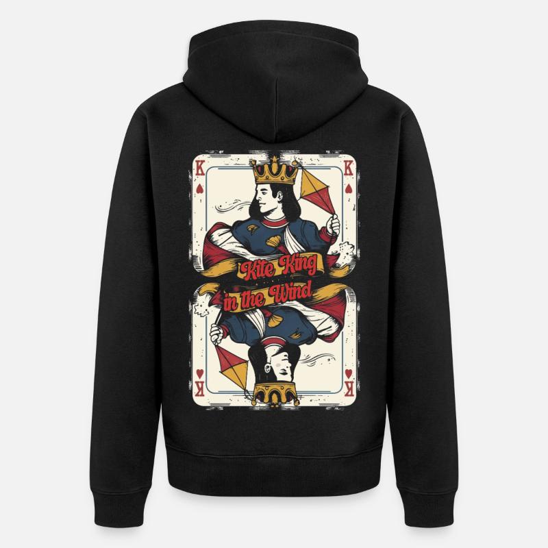 Cerf-volant Cerf-volant Roi dans le vent - Veste à capuche bio Premium Unisexe - noir