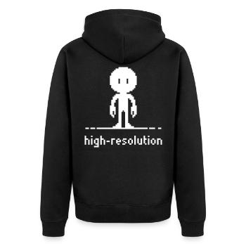 Pixel Art Hochauflösende lustige Ironie-Design - Unisex Premium Bio Zip Hoodie - Schwarz - Hinten - Nico (187cm)