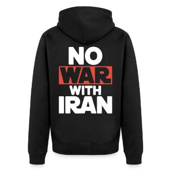 Non à la guerre d’Iran – Paix et diplomatie - Veste à capuche bio Premium Unisexe - noir - Dos - Nico (187cm)