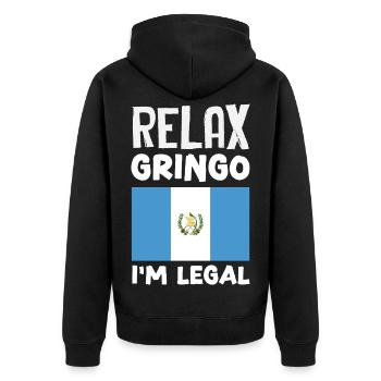 Guatemala Flag T-Shirt Pride & Home Chapín - Unisex Premium Organic Zip Hoodie - black - Back - Nico (187cm)