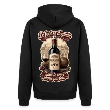 Bordeaux Esprit Foot - Unisex Premium Bio Zip Hoodie - Schwarz - Hinten - Nico (187cm)