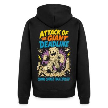 Attack of the gigantic deadline - Unisex Premium Organic Zip Hoodie - black - Back - Nico (187cm)