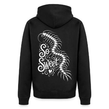 Scolopender motif - Unisex Premium Organic Zip Hoodie - black - Back - Nico (187cm)