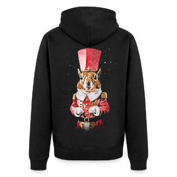Nussknacker-Eichhörnchen - Unisex Premium Bio Zip Hoodie - Schwarz - Hinten - Nico (187cm)