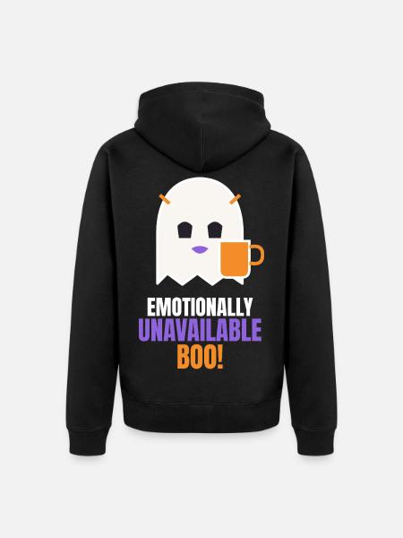 Emotional nicht verfügbarer Boo Ghost - Unisex Premium Bio Zip Hoodie - Schwarz