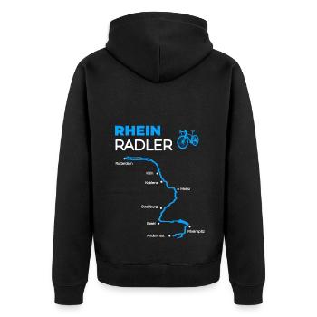 Rhein Radler Spruch für Radtour am Rhein Radfahrer - Unisex Premium Bio Zip Hoodie - Schwarz - Hinten - Nico (187cm)