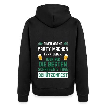 Schürtzenfest Spruch 3 tage Party für Schützen - Unisex Premium Bio Zip Hoodie - Schwarz - Hinten - Nico (187cm)